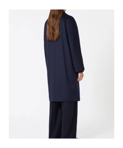 Max Mara Studio Double-breasted Long Coat In Blue