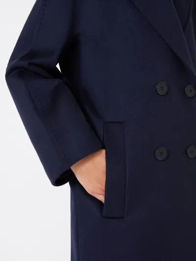 Max Mara Studio Double-breasted Long Coat In Blue