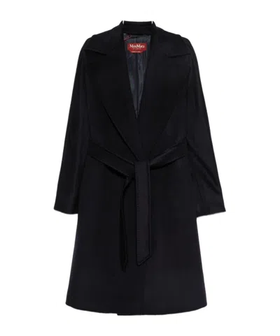 Max Mara Studio Blue Virgin Wool Coat In Blue