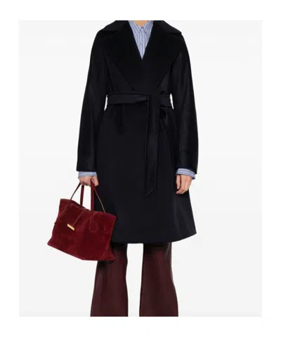 Max Mara Studio Blue Virgin Wool Coat In Blue