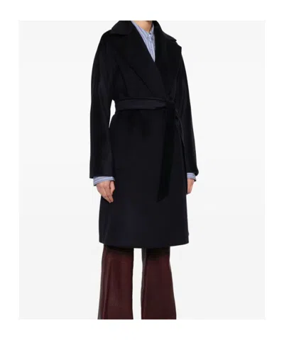 Max Mara Studio Blue Virgin Wool Coat In Blue
