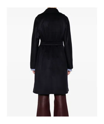 Max Mara Studio Blue Virgin Wool Coat In Blue