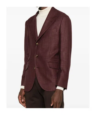 Brunello Cucinelli Tailored Single-breasted Jacket Lapel In Red