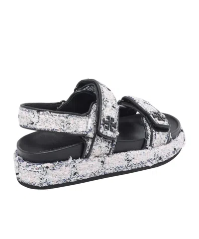 Tory Burch Sporty Leather And Fabric Sandals In Black