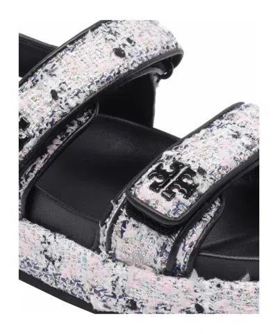 Tory Burch Sporty Leather And Fabric Sandals In Black