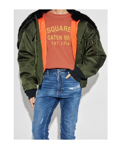 Dsquared2 Aviator Hooded Bomber Clothing In Green
