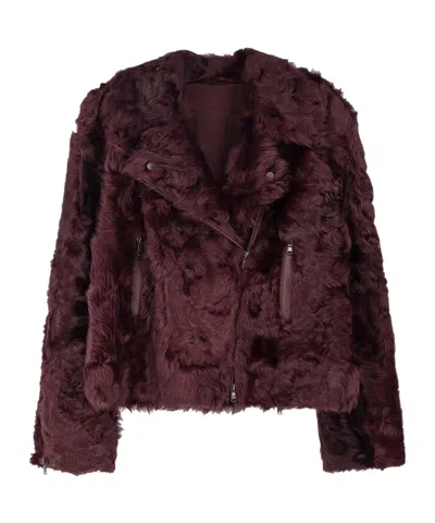 Brunello Cucinelli Asymmetrical-zip Shearling Jacket In Brown