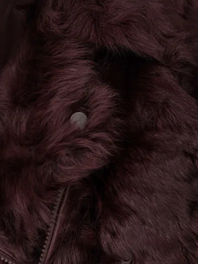 Brunello Cucinelli Asymmetrical-zip Shearling Jacket In Brown