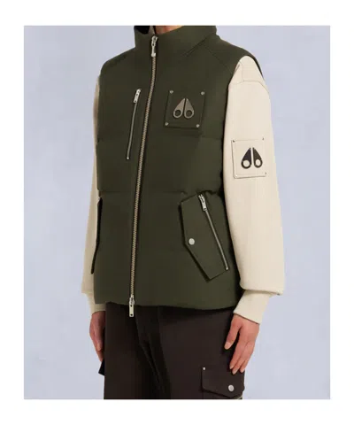 Moose Knuckles Sleeveless Down Vest In Green