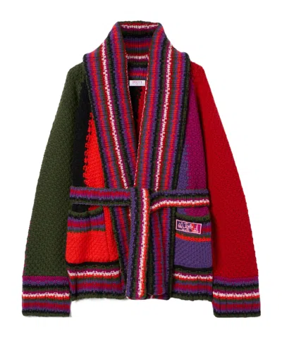 Pucci Orchidee Print Oversized Colorblock Cardigan In Multi