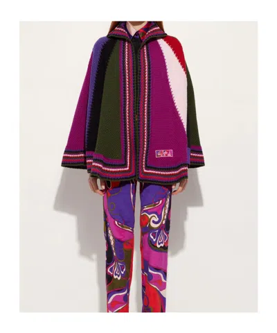 Pucci Color Block Large Cape In Multi