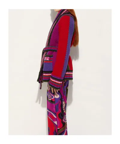 Pucci Orchidee Print Oversized Colorblock Cardigan In Multi