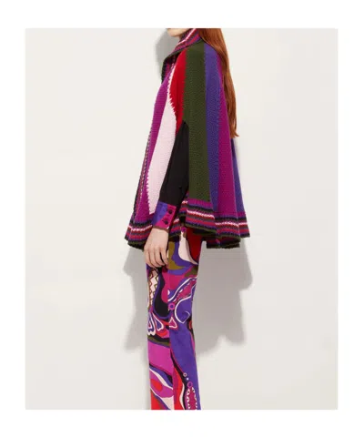 Pucci Color Block Large Cape In Multi