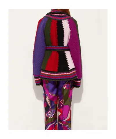 Pucci Orchidee Print Oversized Colorblock Cardigan In Multi