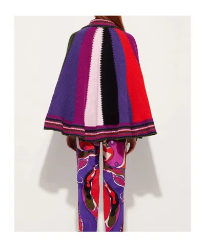Pucci Color Block Large Cape In Multi