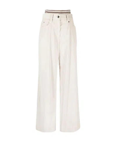 Brunello Cucinelli Casual Trousers With Belt Loop In White