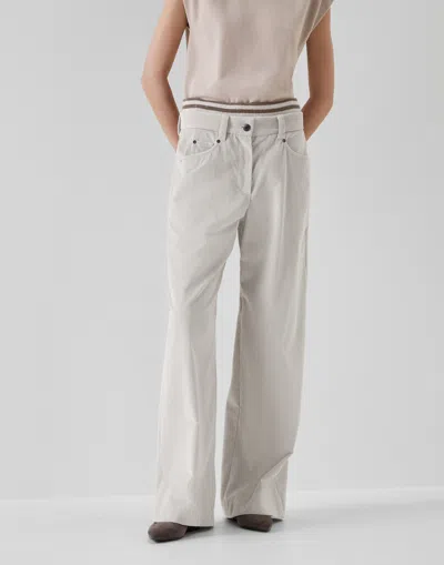 Brunello Cucinelli Casual Trousers With Belt Loop In White