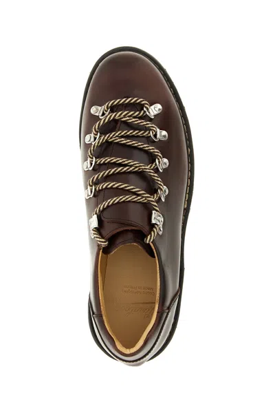 Paraboot Chunky Sole Leather Boots With Metal Eyelets In Brown