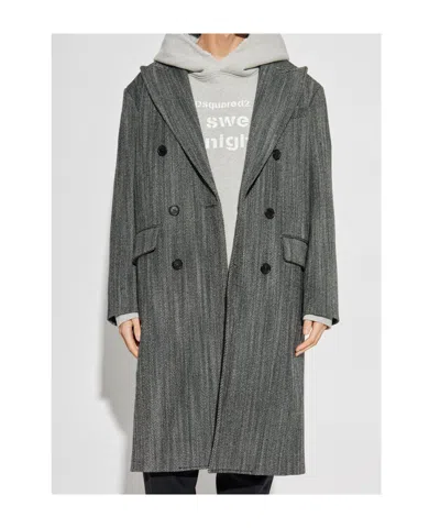 Dsquared2 Long Sleeve Coat In Gray