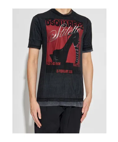 Dsquared2 Graphic-print T-shirt In Black