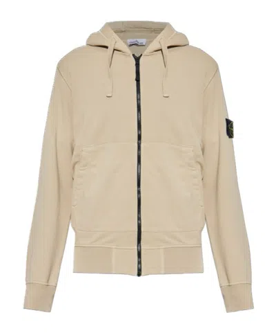 Stone Island Long-sleeved Zip-up Sweatshirt In Neutral