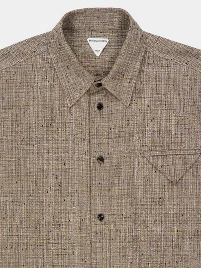 Bottega Veneta Sahara Mel Short-sleeve Flecked Shirt In Brown