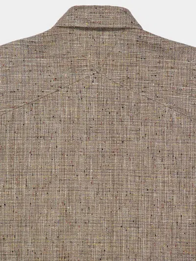 Bottega Veneta Sahara Mel Short-sleeve Flecked Shirt In Brown