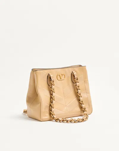 Valentino Small Lambskin Laseine Tote Bag In Neutral