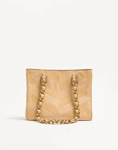 Valentino Small Lambskin Laseine Tote Bag In Neutral
