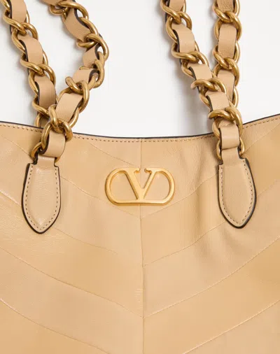 Valentino Small Lambskin Laseine Tote Bag In Neutral