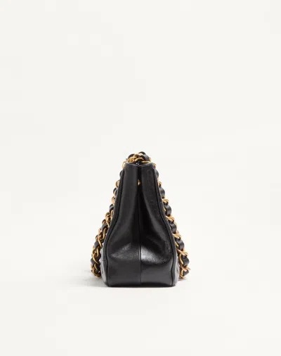 Valentino Garavani  Garavani Laseine Shopping Bag In Nappa Leather With A Chevron Pattern W In Black