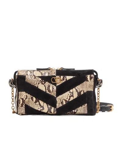 Valentino Small Panthea Chevron-pattern Crossbody Bag In Black