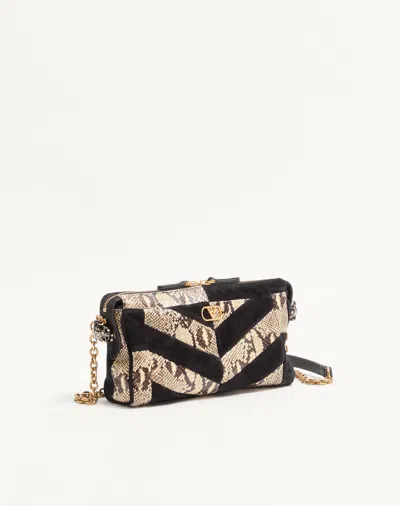 Valentino Small Panthea Chevron-pattern Crossbody Bag In Black
