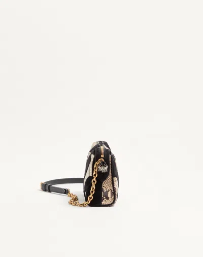 Valentino Small Panthea Chevron-pattern Crossbody Bag In Black