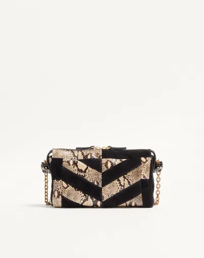 Valentino Small Panthea Chevron-pattern Crossbody Bag In Black