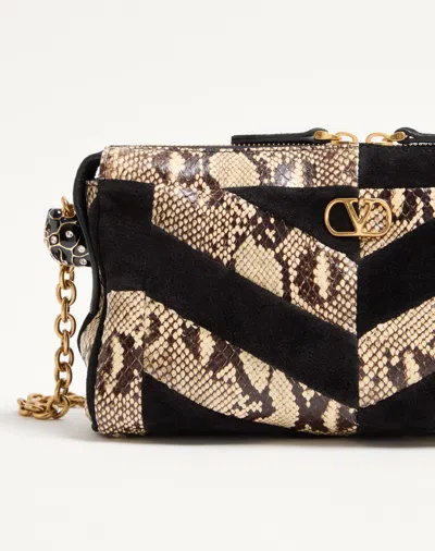 Valentino Small Panthea Chevron-pattern Crossbody Bag In Black