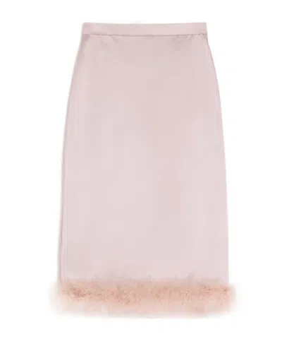 Valentino Satin Skirt With Feathers Woman Mauve 42 In Pink