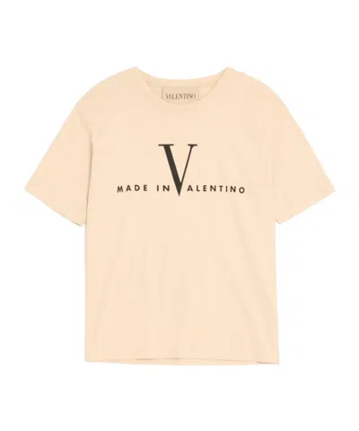 Valentino Garavani Cotton T-shirt With Made In Print Clothing In Neutral