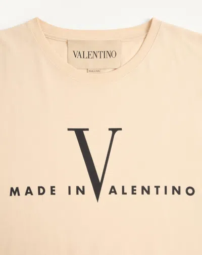 Valentino Garavani Cotton T-shirt With Made In Print Clothing In Neutral