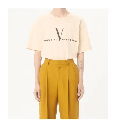 Valentino Garavani Cotton T-shirt With Made In Print Clothing In Neutral