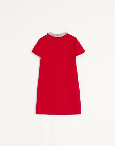 Valentino Embroidered Crepe Couture Short Dress Woman Paris 36 In Red