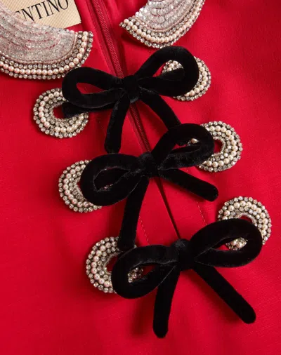 Valentino Embroidered Crepe Couture Short Dress Woman Paris 36 In Red