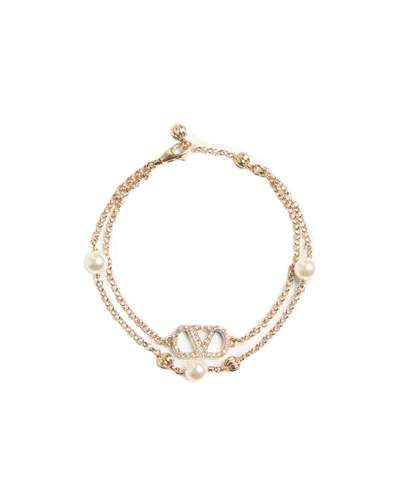 Valentino Embellished Vlogo Signature Bracelet In Gold