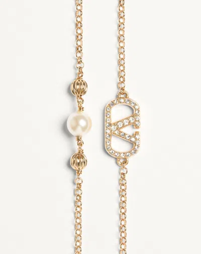 Valentino Embellished Vlogo Signature Bracelet In Gold