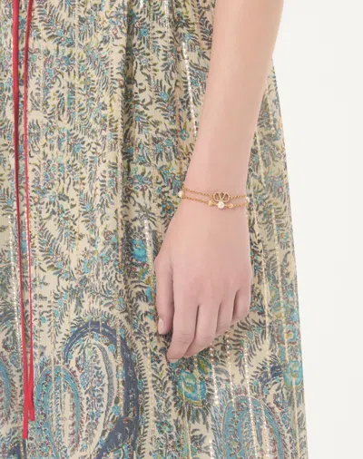 Valentino Embellished Vlogo Signature Bracelet In Gold