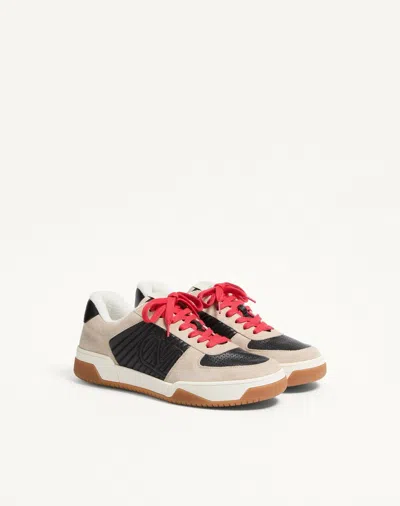 Valentino Garavani Sneakers Contrasting Panels Perforated Detailing Rubber Sole In Multi