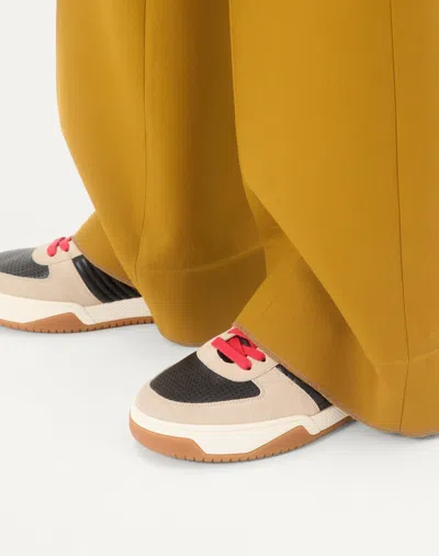 Valentino Garavani Sneakers Contrasting Panels Perforated Detailing Rubber Sole In Multi
