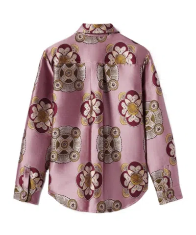 La Doublej Floral-print Jacquard Shirt Jacket In Purple
