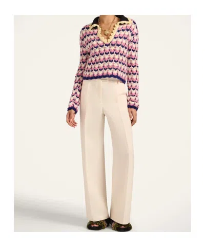La Doublej Crochet-trimmed Geometric-pattern Sweater In Pink