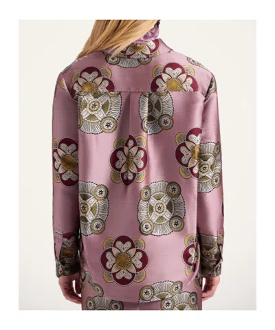 La Doublej Floral-print Jacquard Shirt Jacket In Purple